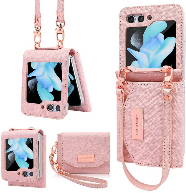 쭌스타 갤럭시 Z플립 지플립 적용 카드수납 케이스 지갑형 스트랩 휴대폰 케이스