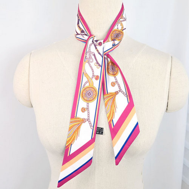 럭셔리 쁘띠 방도 스카프 부드러운 실키 여성 미니 타이 가방 롱스카프 포인트 코디 오피스룩