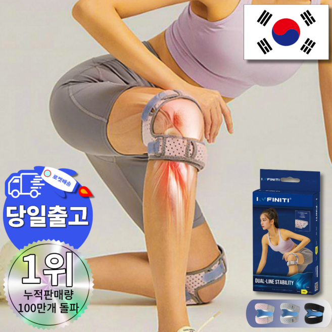 인피니티 가드 두줄 무릎보호대 러닝 무릎 슬개골 연골 관절 배드민턴 마라톤 테니스, 모던그레이여성용, 1개