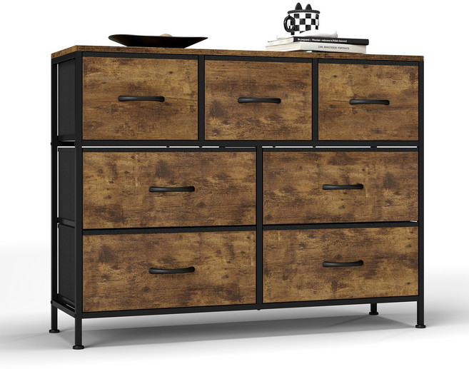 소웰홈 패브릭 3단7문 모던 거실장, 나뭇결