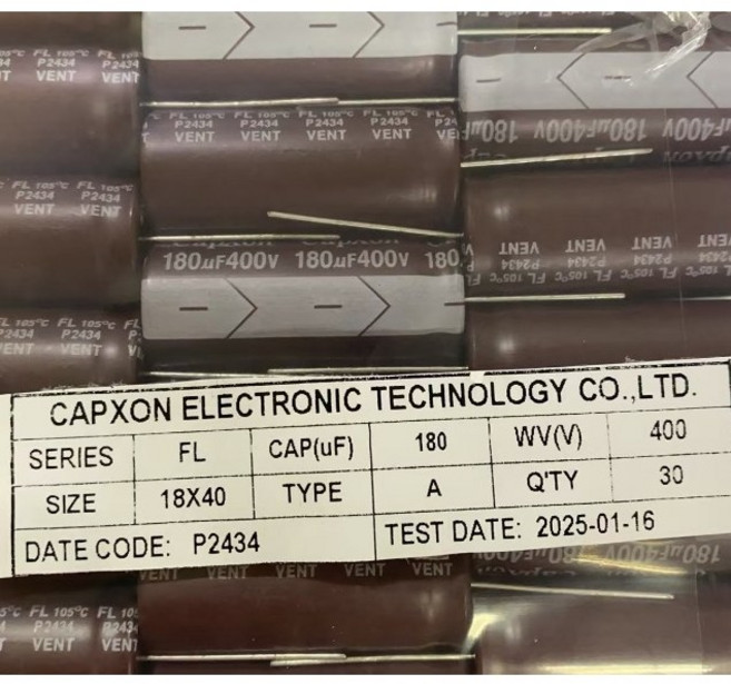 CAPXON 電解電容 180uF/400V 尺寸 18*40mm, 1個, 尺寸 18*41mm