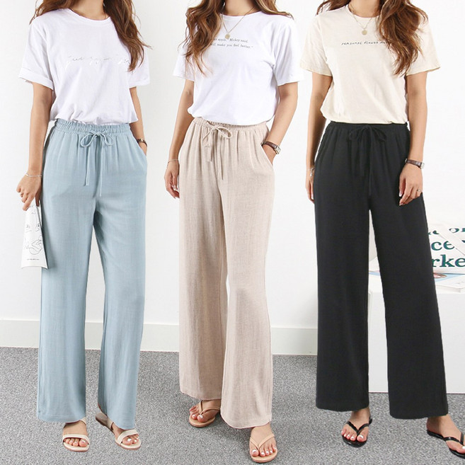 엠아이유 여름 린넨 마바지 ~3XL 빅사이즈여성 이지린넨밴딩팬츠