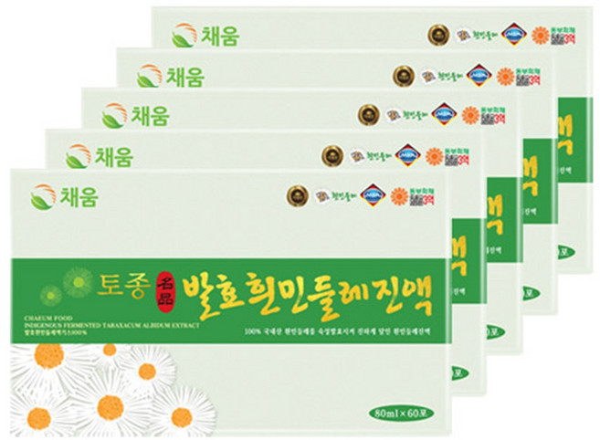 채움웰 토종 발효 흰민들레진액 흰민들레즙, 80ml, 300개