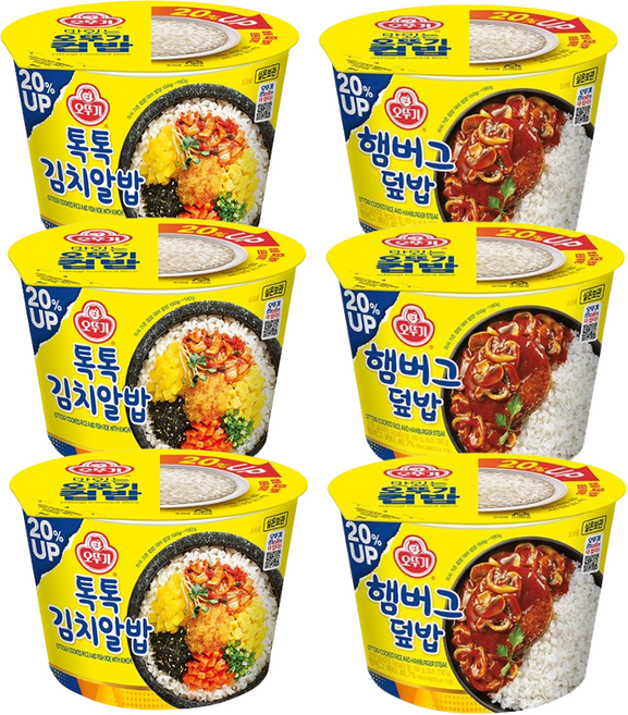 오뚜기 컵밥 톡톡김치알밥x3 + 햄버그덮밥x3 즉석컵밥, 4세트