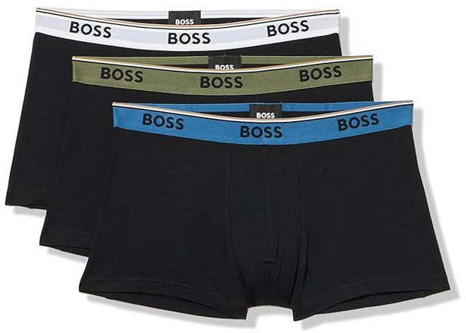 BOSS 남성용 3팩 멀티 컬러 볼드 로고 트렁크 블랙 크레마 스몰