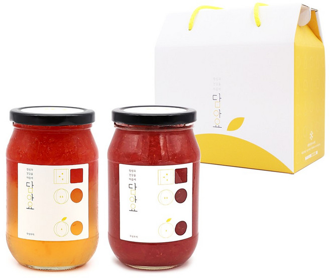 담아요 수제청 2구 선물세트, 1세트, [2구]자몽청+달콤한딸기청540g