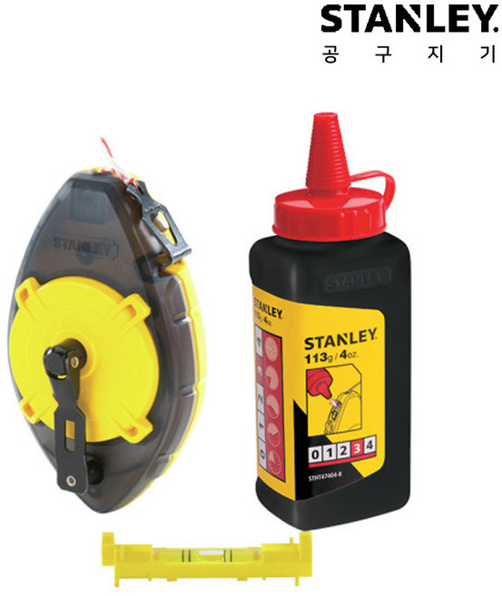 공구지기 스탠리 초크라인 30M 적색 분말 분통 수평 먹줄세트 47-465, 1개