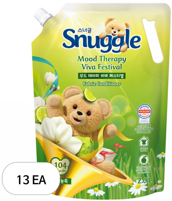 스너글 초고농축 섬유유연제 무드테라피 비바 페스티벌 리필, 2.6L, 13개