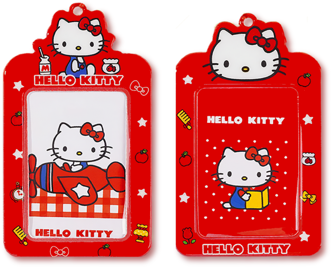 산리오 정품 귀여운 헬로 키티 포토 카드 키홀더 사진 키링 2종, 2개, 혼합색상