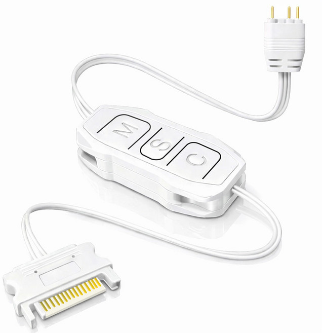 화이트 ARGB 컨트롤러 5V 3핀 SATA 전원 LED조명 케이블, 415mm, 1개