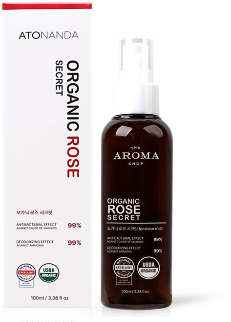 [여성청결제] 로즈시크릿 100ml / 탈취테스트완료 / 유기농 / 페미닌 이너 미스트 / 은은한 로즈향 / 생리전후 산뜻하게 / 가방 속 휴대용 / 더아로마샵, 1개
