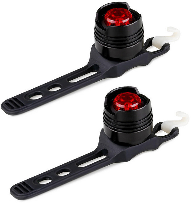 BTR 1+1 자전거 LED 셀 후미등 세트, 2개, 블랙