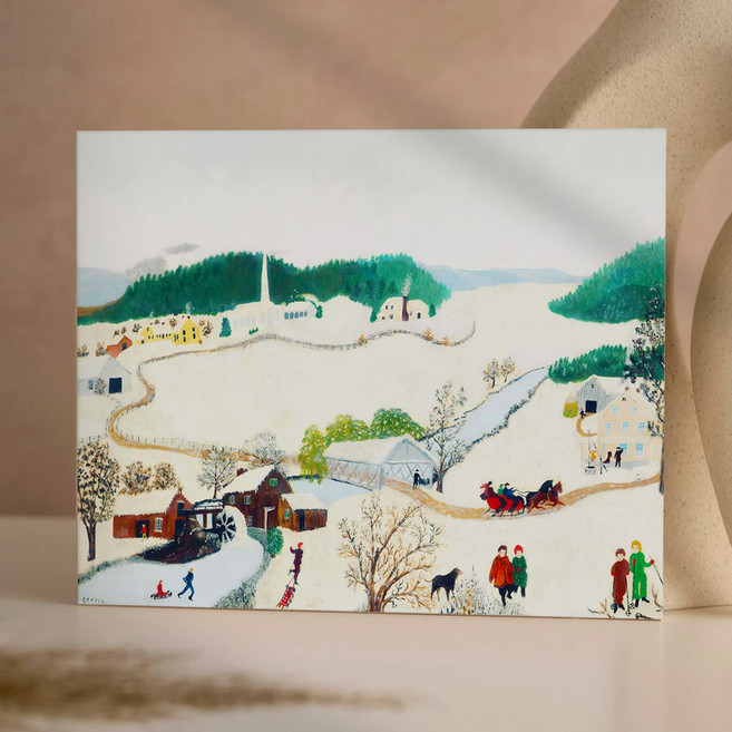 힐링인테리어 그랜드마 모지스 풍경 명화 대형그림 캔버스액자 거실 아이방 시리즈 24종 13-24, 14.리버빌리지의 겨울