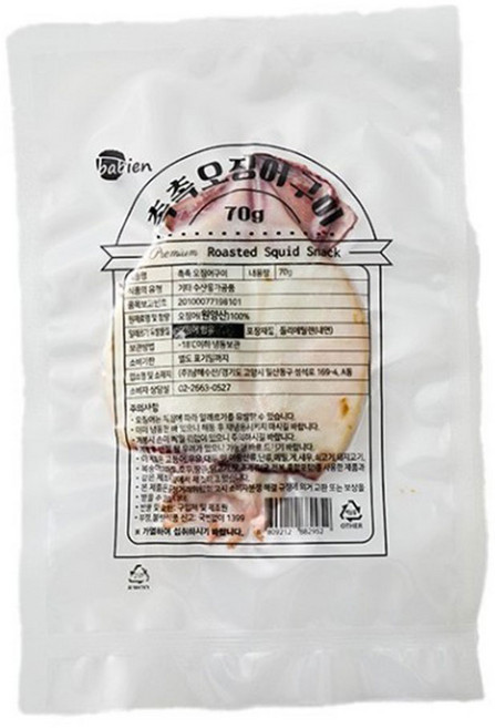 [바비엔] Oh! 촉촉 오징어구이, 4개, 70g