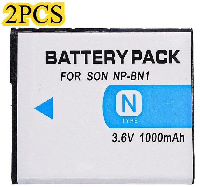 사이버샷 W350 W380 W390 W520 W530 T110 TX7 TX9C TX100 교체용 NP-BN1 배터리 1000mAh DSC-WX1 DSC-WX5 호환, 2PCS, China Mainland