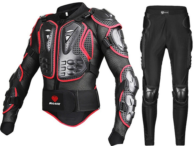 SULAITE 오토바이 상체 하체 전신 보호대 등 척추 골반 엉덩이 보호구 GT201 GT319, 상체 레드, L, 1개