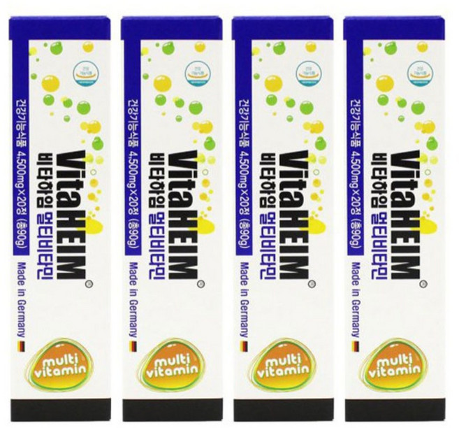 비타하임 발포멀티비타민 4 500mg 20정 6개 / 물에타서먹는 비타민, 4개
