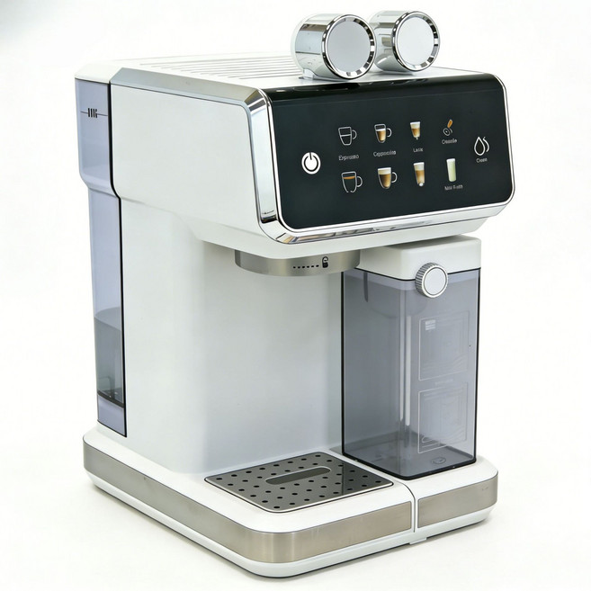 Espresso Machine意式咖啡機家用小型半自動20Bar咖啡機奶泡, 1個, 703奶缸款-白色【現貨】:國內可用插