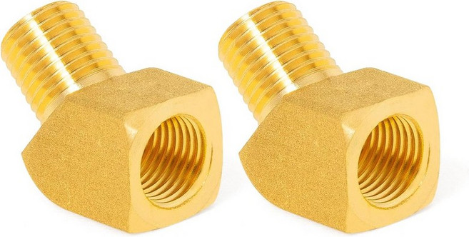 ChillWaves 황동 파이프 피팅 45도 바스톡 스트리트 엘보 18 NPT 암나사 x 수나사 어댑터2개 팩, 1/8" NPT, PACK OF 2
