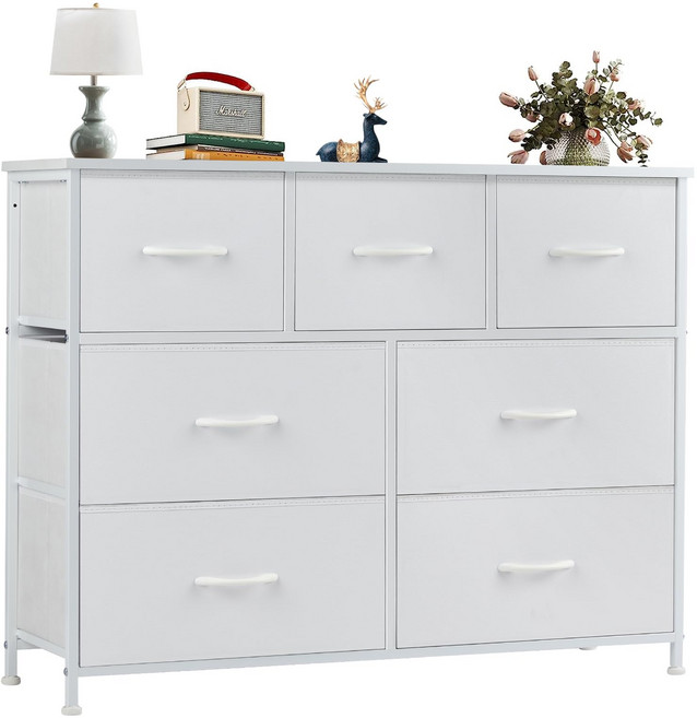 모아니스 패브릭 서랍장, 화이트, 7단