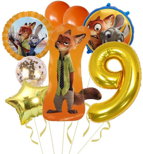 주토피아 호일 숫자 풍선 애니메이션 영화 주디 토끼 생일 파티 장식 샤워, 1개, 색상: 36. C9 / 풍선 크기: A. 1pack