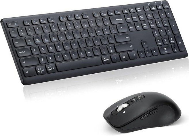 242468 CITLLA 무선 키보드 및 마우스 콤보 가위 스위치 키 2-in-1 USB 수신기 블루투스 2개 컴퓨터 노트북 맥북 아이패드용 멀티 장치 무소음 디자인, Pure Black