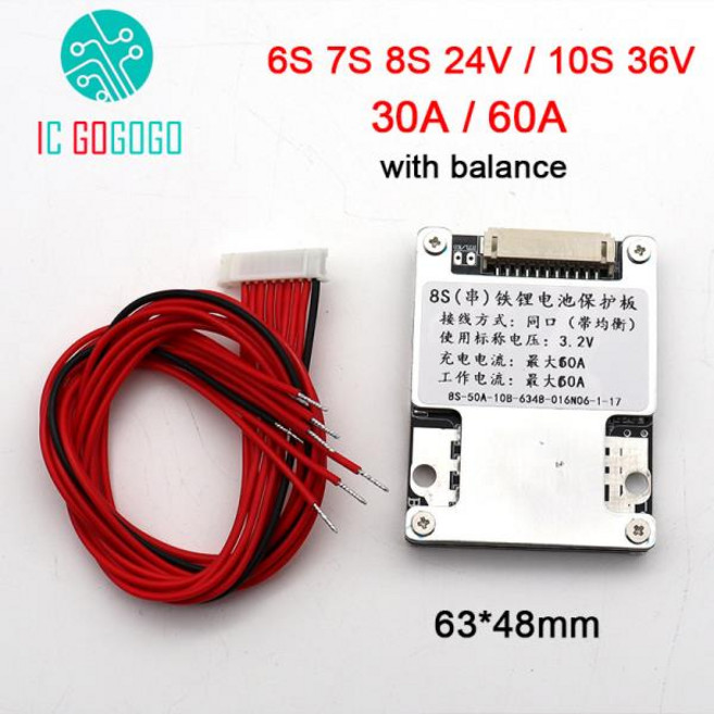 DS IU 6S 36V 모터 60A 에너지 보호 이온 7S 50A 4V 30A 24V 25 BMS 배터리 8S 저장 29 2V 10S 보드 밸런스 LIFEPO4, 10S Li ion 30A, 1개, 1개입