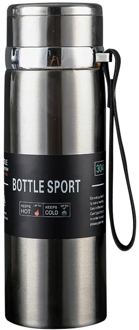 손잡이가있는 1000ml 절연 열 병 진공 이중 컵 뜨거운 차가운 음료를위한 대용량 야외 플라스크, 03 Silver