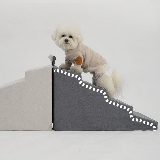 가을이네 강아지 계단형 슬라이드형 논슬립 슬개골탈구 방지 강아지 관절보호 낮은계단, 오투베이지