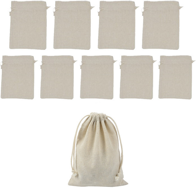 린넨 파우치 무지 린넨 조리개 복조리 파우치 10매입