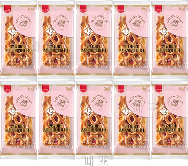 스트로베리데니쉬 10봉 봉지빵 간식빵 삼립빵, 100g, 10개