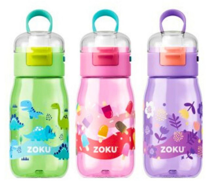 조쿠 플립 원터치 스포츠 보틀 475ml 핑크팝 퍼플플라워 그린다이노, 1개