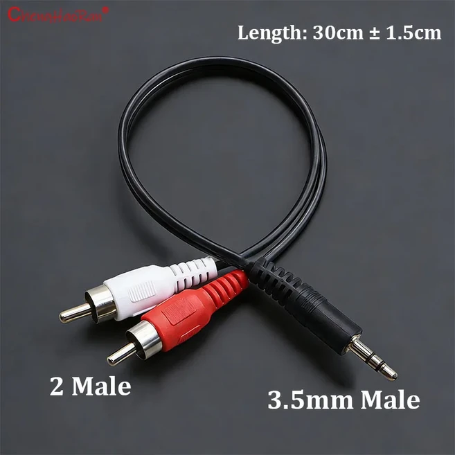 컴퓨터 TV VCD 서브우퍼 자동차 좌우 채널 변환 오디오 케이블용 1개 3.5mm 남성/여성 플러그에서 2 RCA, 01 Male to 2 Male