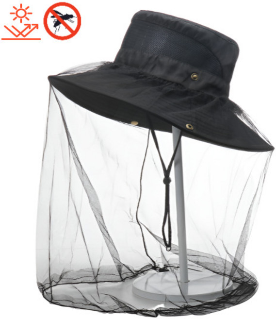 무료배송!! 스포츠레저 메쉬양봉모자 방충모자 모기퇴치 벌레퇴치 농사방충모자 낚시모자 등산모자, 블랙