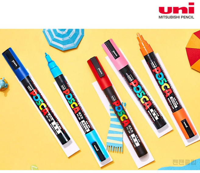 유니 포스카 마카 PC 3M POSCA 형광 칼라 수성 페인트 아크릴 윈도우마카, 골드(25)