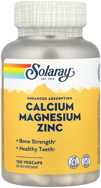 솔라레이 칼슘 마그네슘 아연 100캡슐 Solaray, 100정, 4개 - 쿠팡