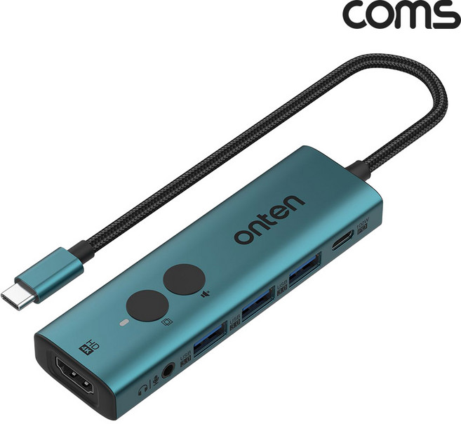 Coms FW098 4K C타입 HDMI 멀티허브 3.5mm오디오단자 USB3.0 3포트 PD3.0 100W 음소거기능, 1개