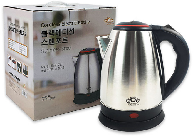 블랙에디션 스텐포트 1.8L 무선주전자 전기포트