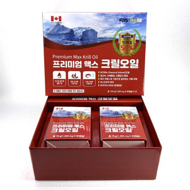 [CANADA] 프리미엄 맥스 크릴오일 (1 250mg x 60캡슐 x 2), 1개, 120정