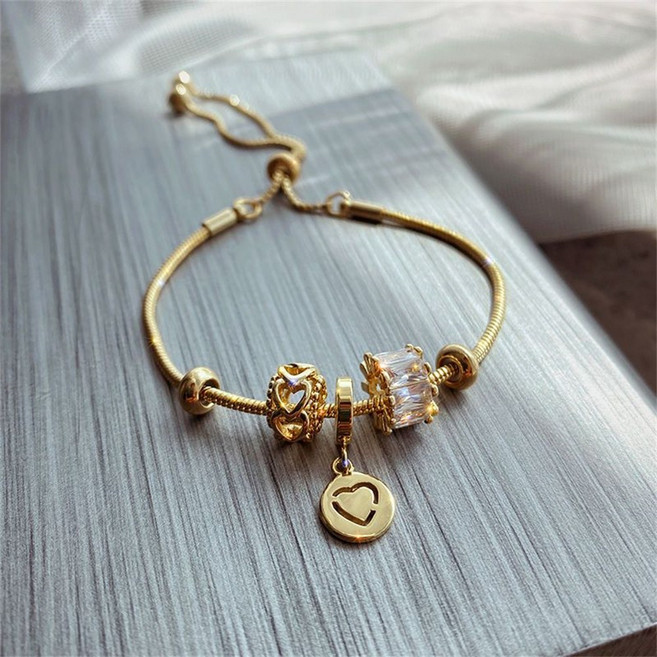 besteffie 여성 시계줄 체인 팔찌 심플 뱅글 팔찌 보석 장식 매력적인 디자인 일상 패션 K18