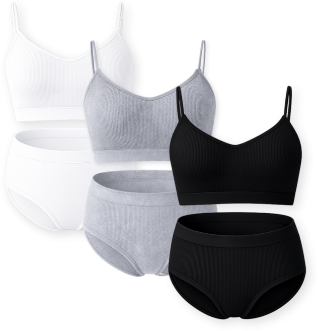 바디스윗 주니어 소프트 노와이어 브라 팬티 3종 세트