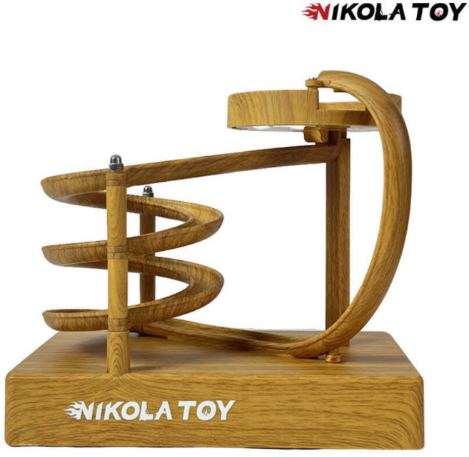 모형무한동력 창의적인 책상장식품 영구운동기구 전자기 가속 무소음 운동 기계 내장 배터리장난감 플러그가 필요 없는 독특한 디자인으로 사무실이나 집에서 활용도 높은 제품, 원목색, 단일 사이즈