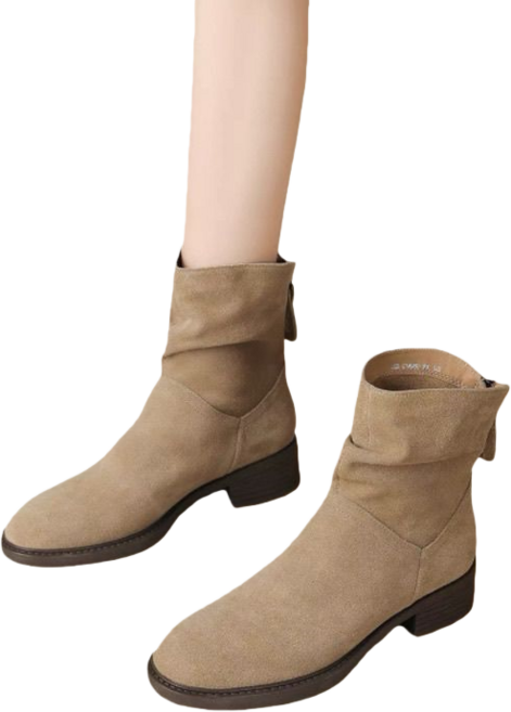 Makone 여성 가을 겨울 스웨이드 캐주얼 앵클 부츠