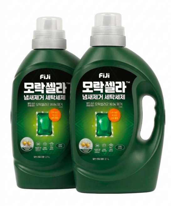 피지 모락셀라 냄새제거 일반드럼 겸용 상쾌한 허브향 세탁세제 본품, 2.1L, 2개