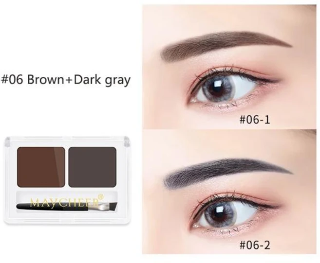 아이브로우 인핸서 2 컬러 눈썹 파우더 팔레트 메이크업 블랙 브라운 강화제 방수 화장품 아이 섀도우 브러쉬 포함, [01]B06, 1개 - 쿠팡