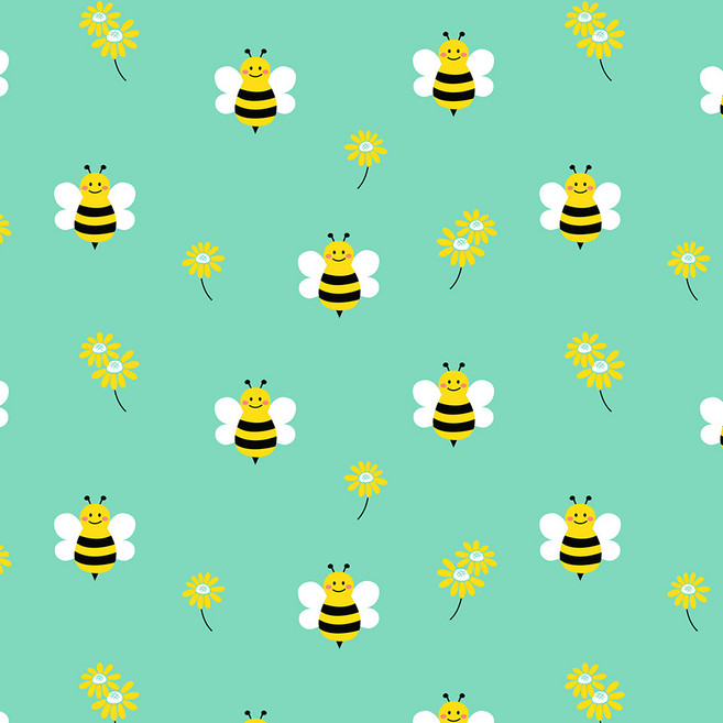 천가게 방수천 DTP 방수원단 대폭 데이지 꽃무늬천 해피체크 애플그린 W100, 141) 꿀벌대모험 W040