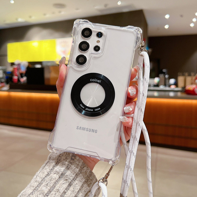 아펙시움 맥세이프 핸드폰케이스 갤럭시 S24 S25 S26 울트라 투명 낙상 방지 휴대폰케이스 긴 끈