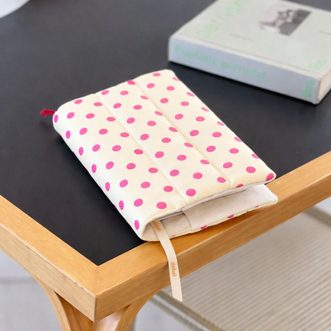 몽글몽글 도트 A5 패브릭 북커버 다이어리 파우치, 1개, 아이보리