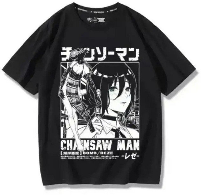 체인소맨 레제편 캐릭터 레제 반팔 프린팅 티 티셔츠 옷 비공식 굿즈ZCBV
