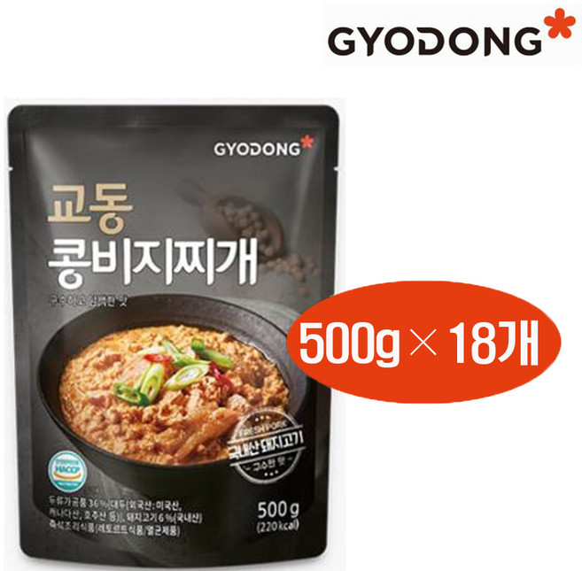 교동식품 콩비지찌개, 500g, 18개